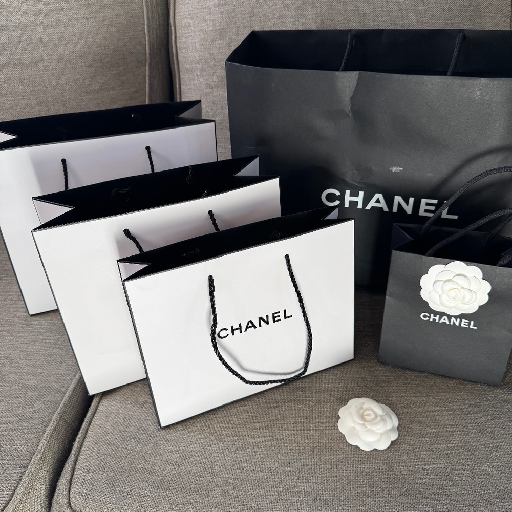 5 Chanel Gift Shopping Bags with Camellia  Flower
